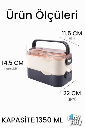 1350 ML Paslanmaz Çelik Bento Lunch Box İki Kat Üç Bölme Yeni Nesil Sefer Tası-1350ML-101102S