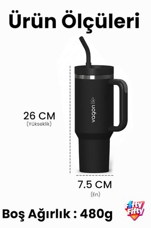 Tumbler Quencher Cup 1200 ML Pipetli Rahat İçim Kulplu SUS304 Paslanmaz Çelik 1.2L Termos 1103-1200ML