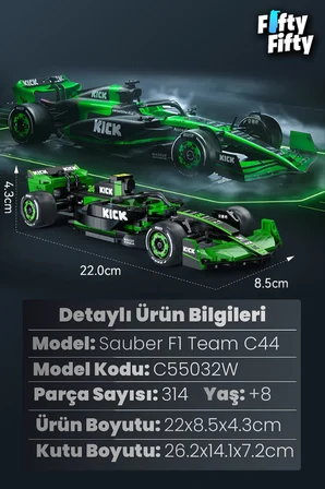 Cada F1 Formula Aracı Sauber1/24 Scale -C55032W (314 Parça) Oyuncak Yapım Seti FFCADA-C55032W