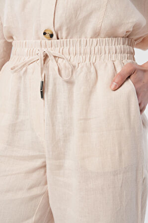 KADIN %100 İNCE KETEN REGULAR KALIP PANTOLON