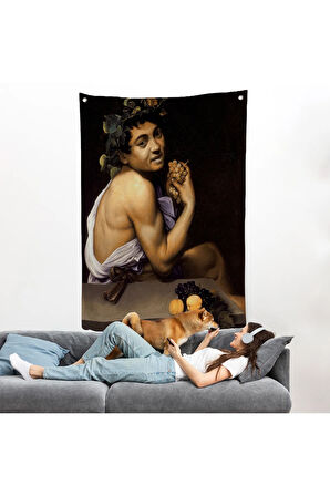 Genç Hasta Bacchus - Caravaggio Duvar Örtüsü-7665