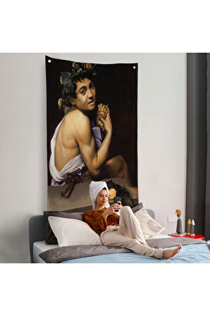 Genç Hasta Bacchus - Caravaggio Duvar Örtüsü-7665