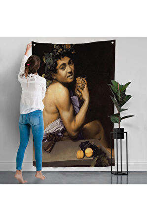 Genç Hasta Bacchus - Caravaggio Duvar Örtüsü-7665