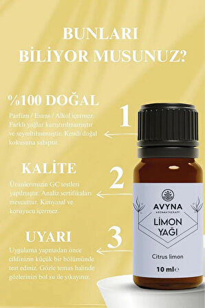 Reyo Avyna Limon Uçucu Yağı 10 ml %100 Saf ve Doğal