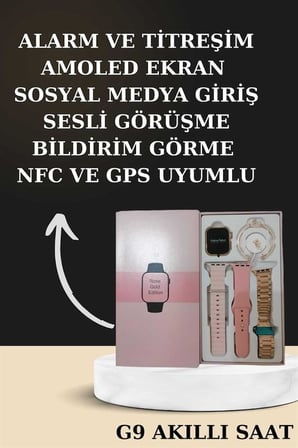 Nabız Ölçer Hediye Bileklikli Akıllı Saat ve Dijital Göstergeli Bluetooth Kulaklık Çoklu Şarj Girişi - Lisinya