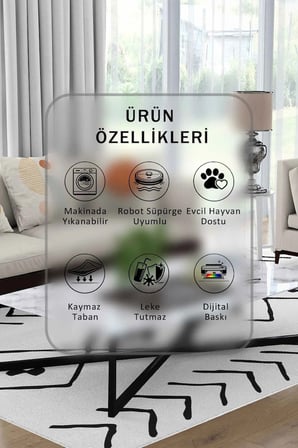 Yıkanabilir Kaymaz Taban Dijital Baskılı Halı ve Yolluk – Leke Tutmaz Salon & Mutfak Halısı