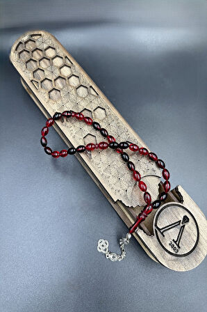 Siyah Kırmızı Ateş Kehribar Tespih