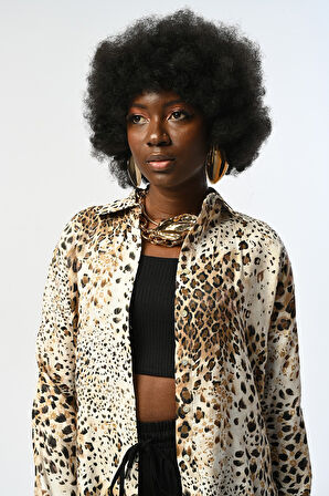 KADIN LEOPAR DESEN GÖMLEK