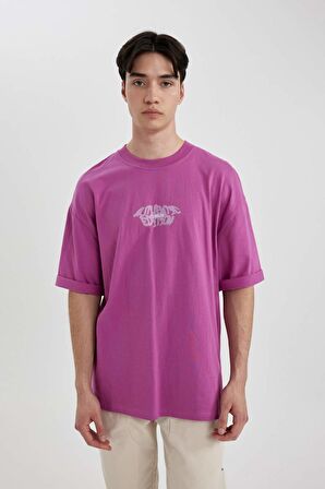 DeFacto Loose Fit Bisiklet Yaka Sırt Baskılı Kısa Kollu Tişört B8937AX24SMPR191