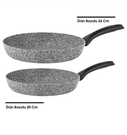 Taç 8 Parça Ultra Granit Sahan ve Tava Seti 20-24 cm tava 16-18-20 cm Kapaklı Sahan Set