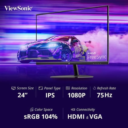 Viewsonic 23.8 Vıewsonıc VA2432-H Fhd IPS 75HZ 4ms HDMI VGA - Outlet