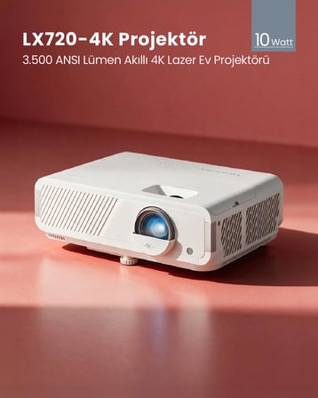 LX720-4K 3.500 ANSI Lümen Akıllı 4K Lazer Ev Projektörü