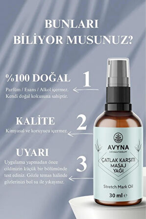 Reyo Avyna Çatlak Karşıtı Masaj Yağı 30 ml Cam Şişede %100 Doğal Selülit Karşıtı