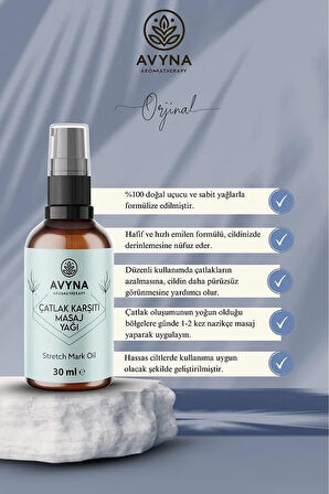 Reyo Avyna Çatlak Karşıtı Masaj Yağı 30 ml Cam Şişede %100 Doğal Selülit Karşıtı
