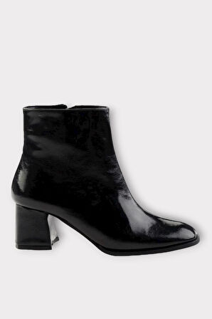 Kalın Topuklu Fermuarlı Kadın Bot SİYAH - SİYAH