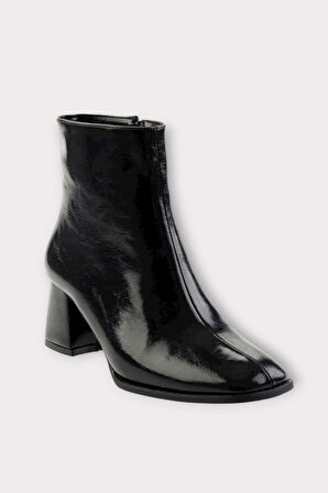 Kalın Topuklu Fermuarlı Kadın Bot SİYAH - SİYAH