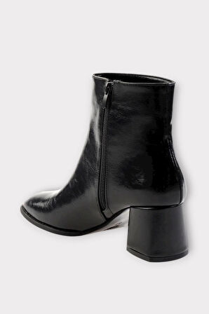 Kalın Topuklu Fermuarlı Kadın Bot SİYAH - SİYAH