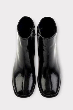 Kalın Topuklu Fermuarlı Kadın Bot SİYAH - SİYAH