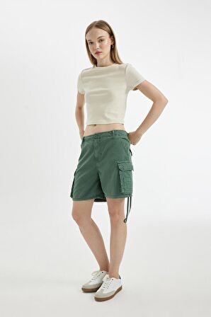 DeFacto Coool Regular Fit Normal Bel Kısa Paça Gabardin Şort D1006AX24SMGN1102