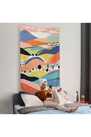 Pastel Tonlardaki Minimalist Duvar Örtüsü-7670