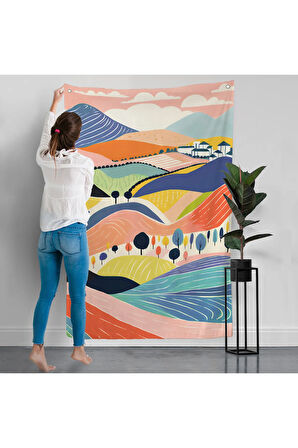 Pastel Tonlardaki Minimalist Duvar Örtüsü-7670