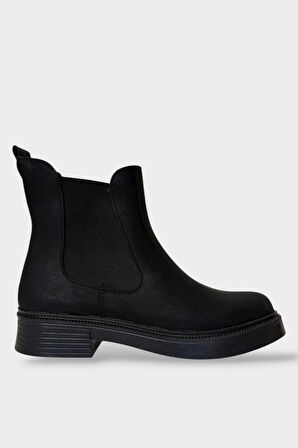 Kısa Topuklu Fermuarlı Kadın Bot SİYAH