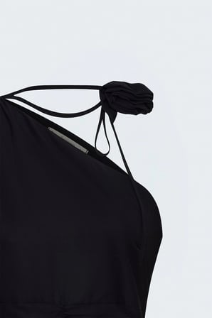 Çiçek Detaylı Bluz Siyah