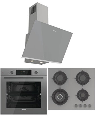 ORION Gri Ankastre Set (3G1W Ocak/10F Fırın/Orion Davlumbaz)