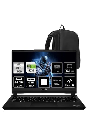 Cyborg 15 Max Core i7 13620H RTX 5070 8GB 100W 96GB RAM 2TB SSD 15.6" Full HD 144Hz Win11 Pro C13WG070XTRP352 Gaming Laptop + PER4 Çanta