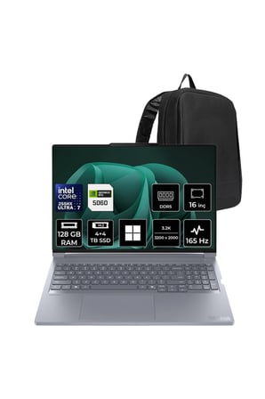 ThinkBook 16P G6 IAX Core Ultra 7 255HX RTX 5060 8GB 115W 128GB RAM 4TB + 4TB SSD 16" 3.2K (3200x2000) IPS 500nits 165Hz Win11 Pro 21R0001GTXP480 Gaming Laptop + PER4 Çanta