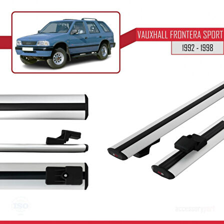 Vauxhall Frontera Sport 1992-1998 Arası ile Uyumlu BASIC Model Ara Atkı Tavan Barı Gri 2 Adet