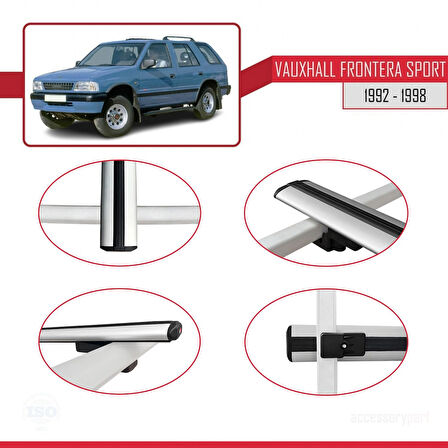 Vauxhall Frontera Sport 1992-1998 Arası ile Uyumlu BASIC Model Ara Atkı Tavan Barı Gri 2 Adet