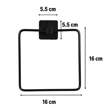 İpek Yıldızı® Kendiliğinden Yapışkanlı Siyah Paslanmaz Metal Kare Havluluk