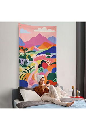 Pastel Minimalist Manzara Duvar Örtüsü-7673