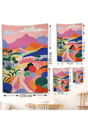 Pastel Minimalist Manzara Duvar Örtüsü-7673