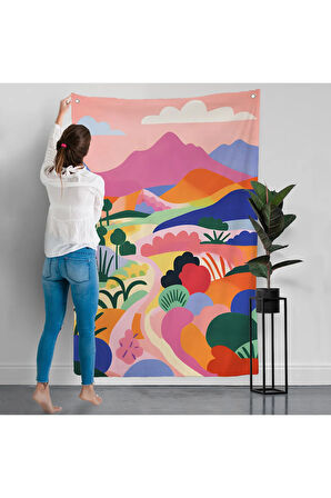 Pastel Minimalist Manzara Duvar Örtüsü-7673