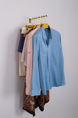 Duvara Monte Düz Gold 8'lik Telden Tekstil Askısı Baston