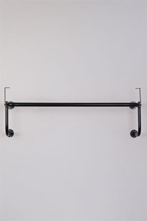 Destekli ve Raflı Yuvarlak Borudan U Askı 90 cm Siyah