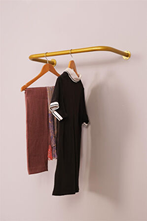 Yuvarlak Borudan Duvara Monte U Askı 60 cm Gold