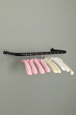 Yuvarlak Borudan Duvara Monte U Askı 60 cm Siyah 