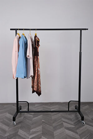 Yuvarlak Borudan Yandan Uzatmalı Askılık Standı Boyalı