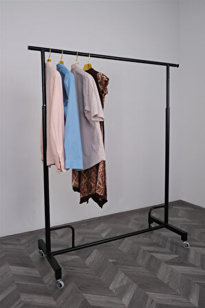 Yuvarlak Borudan Yandan Uzatmalı Askılık Standı Boyalı