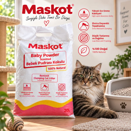Maskotpet Parfümlü Bentonit Kedi Kumu 20 Litre