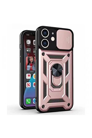 iPhone 11 Pro Yüzüklü Mıknatıslı Standlı Manyetikli Zırh Kılıf Ultra Koruyucu Sert Silikon Kızaklı