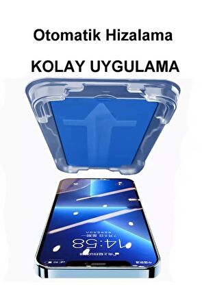 iPhone 14/14 Pro Ekran Koruyucu 5d Tam Kapatan Otomatik Hizalama Aparatlı Kolay Kurulum Temperli Cam