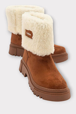 Kalın Taban Süet Kürklü Kadın Bot TABA