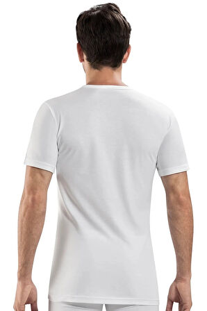 Has Altunkoza 12'li Paket Penye Erkek Bisiklet Yaka Atlet Beyaz 14204