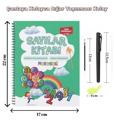 Harfleri | Sayıları ve Çizmeyi Öğreten Oluklu (Kabartmalı) 3’lü Kitap Seti | Sihirli Yazı Defterleri