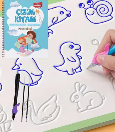 Harfleri | Sayıları ve Çizmeyi Öğreten Oluklu (Kabartmalı) 3’lü Kitap Seti | Sihirli Yazı Defterleri