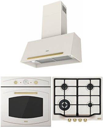 Franke Classic Line Krem Rustik Ankastre Set (FCH 604 3G TC PW C Ocak/FCO 86 H Fırın/FCO 70 PW G Davlumbaz)